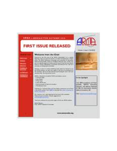 ARMA  e-NEWSLETTER OCTOBER 2010 FIRST ISSUE RELEASED Volume 1, Issue 1, Fall 2010