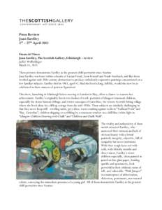 Press Review Joan Eardley 3rd – 27th April 2013 Financial Times Joan Eardley, The Scottish Gallery, Edinburgh – review Jackie Wullschlager