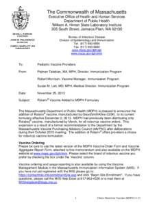 The Commonwealth of Massachusetts Executive Office of Health and Human Services Department of Public Health William A. Hinton State Laboratory Institute 305 South Street, Jamaica Plain, MA[removed]DEVAL L. PATRICK