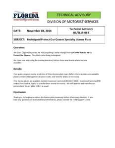 TECHNICAL ADVISORY DIVISION OF MOTORIST SERVICES DATE: November 04, 2014