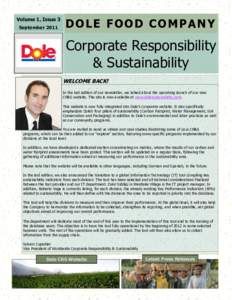 Volume 1, Issue 3 September 2011 DOLE FOOD COMPANY  Corporate Responsibility