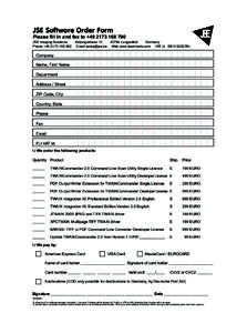 JSE Software Order Form  Please fill in and fax to +[removed]JSE Imaging Solutions Phone +[removed]