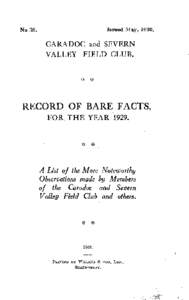 Issued May, [removed]No 39. CARADOC and SEVERN VALLEY FIELD CLUB.