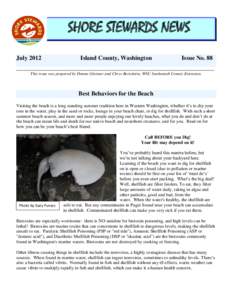 SHORE STEWARDS NEWS July 2012 Island County, Washington  Issue No. 88
