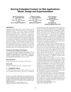 Serving Embedded Content via Web Applications: Model, Design and Experimentation Simon Duquennoy Gilles Grimaud