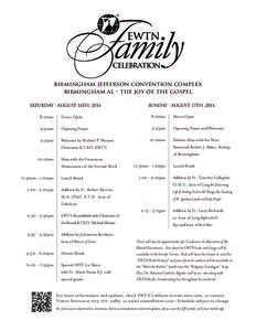 birmingham jefferson convention complex birmingham al • the joy of the gospel SATURDAY • AUGUST 16TH, 2014