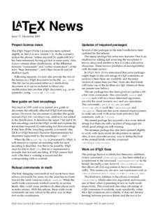 LATEX News Issue 17, December 2005 Project licence news  Updates of required packages