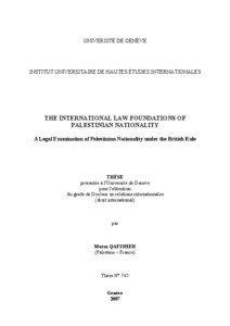 The international law foundations of Palestinian nationality
