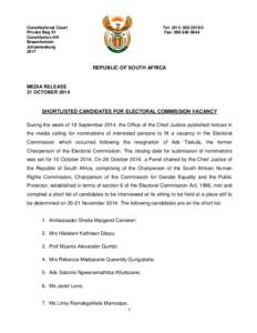 Constitutional Court Private Bag X1 Constitution Hill Braamfontein Johannesburg 2017