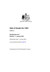 Australian Capital Territory  Sale of Goods Act 1954 A1954-15  Republication No 4