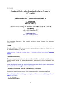 [removed]Comité del Codex sobre Pescado y Productos Pesqueros (30ª reunión) Observaciones de la Comunidad Europea sobre la CL[removed]FFP