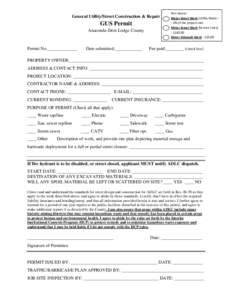 General Utility/Street Construction & Repair  GUS Permit Anaconda-Deer Lodge County  Permit No._____________