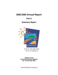 [removed]Annual Report Part A Summary Report Adopted at the Corporate Business Meeting