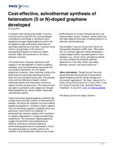 Cost-effective, solvothermal synthesis of heteroatom (S or N)-doped graphene developed