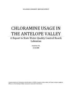 Chloramination / Chlorination / Reverse osmosis / Water purification / N-Nitrosodimethylamine / Disinfectant / Hypochlorous acid / Water supply network / Marc Edwards / Chemistry / Water treatment / Chloramine