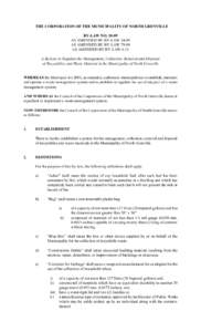 THE CORPORATION OF THE MUNICIPALITY OF NORTH GRENVILLE BY-LAW NO[removed]AS AMENDED BY BY-LAW[removed]AS AMENDED BY BY-LAW[removed]AS AMENDED BY BY-LAW 6-11 A By-Law to Regulate the Management, Collection, Removal and Disposa