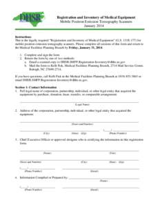 NC DHSR MFP: Registration and Inventory of Medical Equipment