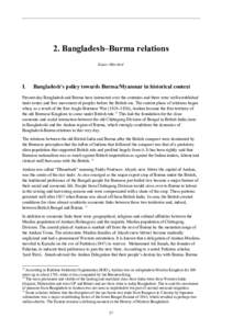 2. Bangladesh–Burma relations Kaiser Morshed I.  Bangladesh’s policy towards Burma/Myanmar in historical context