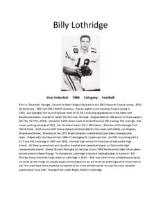 Billy Lothridge / Roger Staubach / Heisman Trophy / Billy Martin / Georgia Tech Yellow Jackets football / National Football League / American football / Football