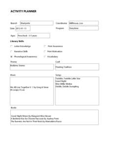 ACTIVITY PLANNER  Branch Print Form