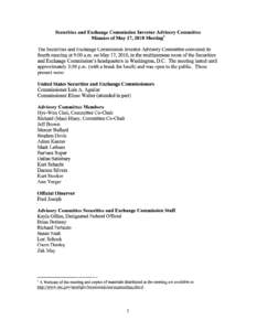 Securities and Exchange Commission Investor Advisory Committee, Minutes of May 17, 2020 Meeting