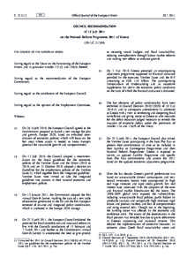 Council Recommendation of 12 July 2011 on the National Reform Programme 2011 of Greece