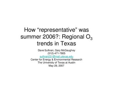 Regional O3 Trends in Texas