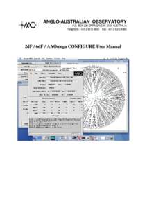 ANGLO­AUSTRALIAN  OBSERVATORY P.O. BOX 296 EPPING N.S.W. 2121 AUSTRALIA Telephone:  +61 2 9372 4800    Fax:  +61 2 9372 4880 2dF / 6dF / AAOmega CONFIGURE User Manual 