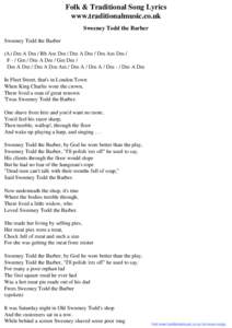 Folk & Traditional Song Lyrics - Sweeney Todd the Barber