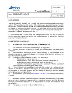 Procedure #  Land Titles Subject: