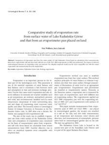 Comparative study of evaporation rate... Limnological Review 7, 4: Comparative study of evaporation rate