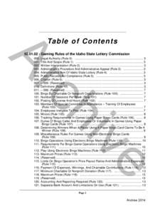 IDAPA 52 - Idaho State Lottery Commission.book