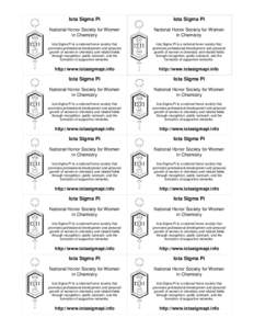 Iota Sigma Pi  Iota Sigma Pi National Honor Society for Women in Chemistry