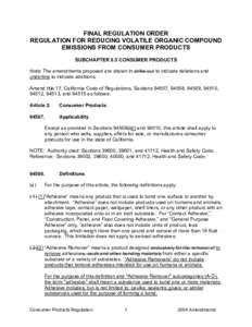 Rulemaking: [removed]Final Regulation Order Consumer Products and Method 310