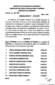 REPÚBLICA BOLIVARIANA DE VENEZUELA MINISTERIO DEL PODER POPULAR PARA LA DEFENSA DESPACHO DEL MINISTRO Caretas, 04 J iRESOLUCIÓN N°