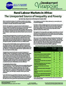 School of Oriental and African Studies  Number 57, November 2010 Rural Labour Markets in Africa: The Unreported Source of Inequality and Poverty