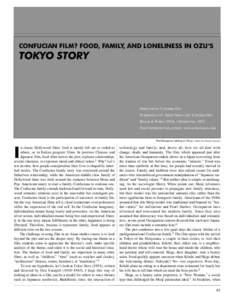 Confucian Film? Food, Family, and Loneliness in Ozu’s Tokyo Story