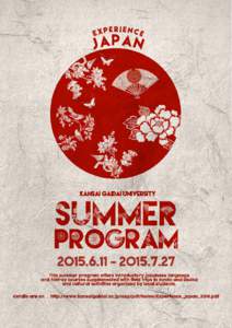 Experience Japan in Summer Asian Studies Program Kansai Gaidai University  Introduction