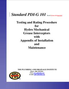 Standard PDI-G 101  Revised January 2012April 2015 Testing and Rating Procedure for