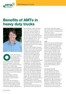 ARTSA Member’s Column  Benefits of AMTs in heavy duty trucks  O