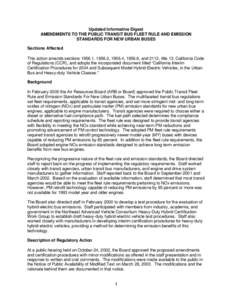 Rulemaking: [removed]uid for Amendments to the Public Transit Bus Fleet Rule and Emission Standards for New Urban Buses