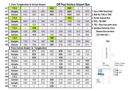 Off Post Inchon Airport Bus  1. From Tongduchon to Inchon Airport LV LV