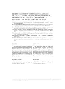 V. CASTAÑEDA - F. TORRES - L. PÉREZ - Y. COSTELA - R. JIMÉNEZ-CAMINO - J.M. TOMASSETTI - J.M. BERNAL  EL SITIO PALEOLÍTICO DE MODO 2 DE ALGETARES