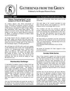 GATHERINGS FROM THE GREEN Published by the Hampton Historical Society February[removed]www.hamptonhistoricalsociety.org