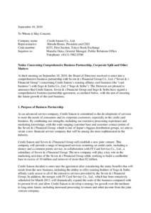 Credit Saison / Economy of Asia / Seven & I Holdings Co. / Sogo / Loft / Credit / Financial services / Hyundai Card / Sogo & Seibu / Economy of Japan / Credit cards