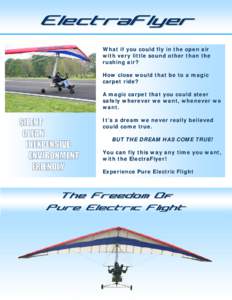 ElectraFlyer What if you could fly in the open air with very little sound other than the rushing air? How close would that be to a magic carpet ride?
