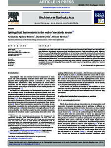 BBAMCB-57537; No. of pages: 10; 4C: 2 Biochimica et Biophysica Acta xxx[removed]xxx–xxx Contents lists available at ScienceDirect  Biochimica et Biophysica Acta