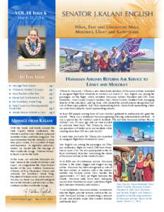 VOL.14 Issue 6 March 31, 2014 In This Issue ►► Message From Kalani