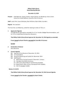 Milton Public Library Board Meeting Minutes
