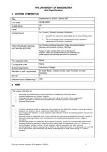 UCOL20031 Unit Specifications